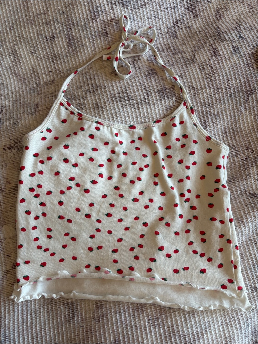 Cream Halter Camisole with Red Cherry Print